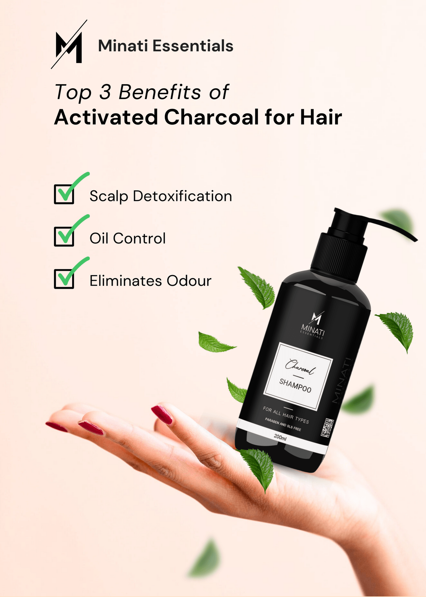 Activated Charcoal Shampoo - 200ml - Minati Luxury